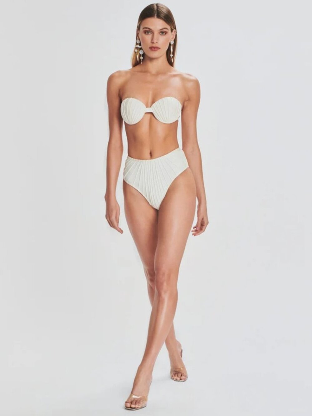 Shani Shemer women's Alice bikini ivory high waist bandeau padded size S